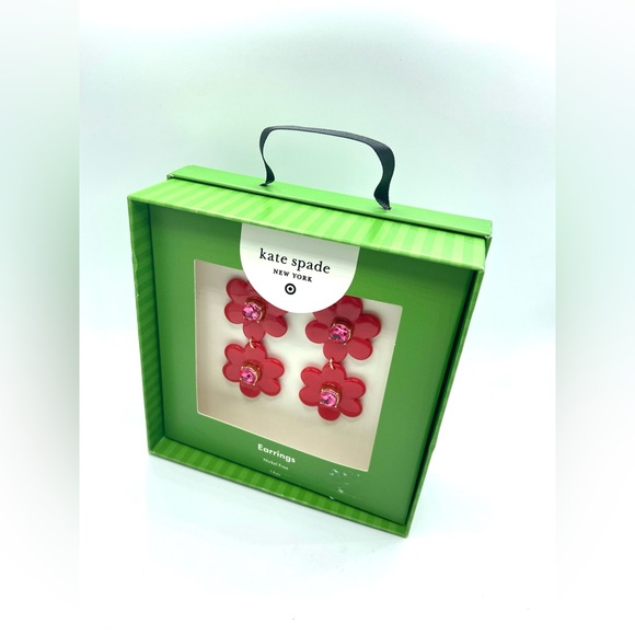 Kate Spade Target Red Flower Earrings - Picture 2 of 3